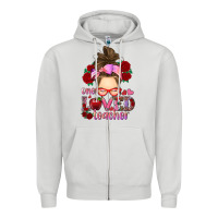 Dove Grey one loved teacher messy bun Zipper Hoodie - RanaPortraitStore