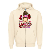 Sandshell one loved teacher messy bun Zipper Hoodie - RanaPortraitStore