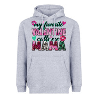 Heather Grey my favorite valentine calls me mama Heavyweight Hoodie - Zillion Design Studio