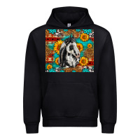 Black Aztec Sunflowers Horse Urban Hoodie - LillyAllenDesigns