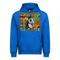 Cobalt Aztec Sunflowers Horse Urban Hoodie - LillyAllenDesigns