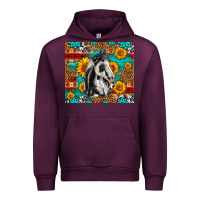 Mauve Wine Aztec Sunflowers Horse Urban Hoodie - LillyAllenDesigns