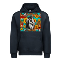 Navy Aztec Sunflowers Horse Urban Hoodie - LillyAllenDesigns