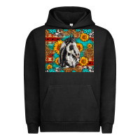 Pigment Black Aztec Sunflowers Horse Urban Hoodie - LillyAllenDesigns