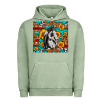 Pigment Oil Green Aztec Sunflowers Horse Urban Hoodie - LillyAllenDesigns