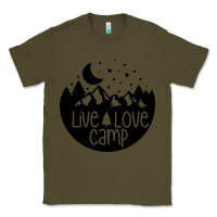 Army Green Live Love Camp Classic Tee - Unal Design