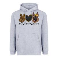 Heather Grey peace love shepherd Heavyweight Hoodie - RanaPortraitStore