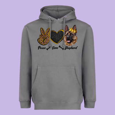 Peace Love Shepherd Heavyweight Hoodie Designed By Ranaportraitstore