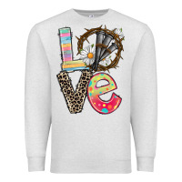 Oatmeal Heather Love crown of thorns Easter Day Premium Sweatshirt - CowGirlArtShop