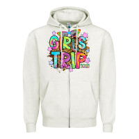 Oatmeal Heather girls trip 2023 Zipper Hoodie - RanaPortraitStore