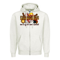 Oatmeal Heather diamonds are a girls best friends Zipper Hoodie - RanaPortraitStore