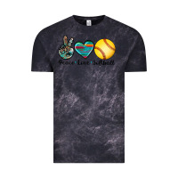 Cloud Black peace love softball Vintage Tee - Artiststas