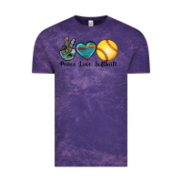 Cloud Purple peace love softball Vintage Tee - Artiststas