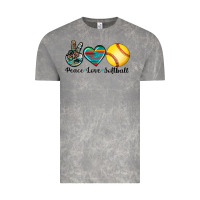 Cloud Rock peace love softball Vintage Tee - Artiststas