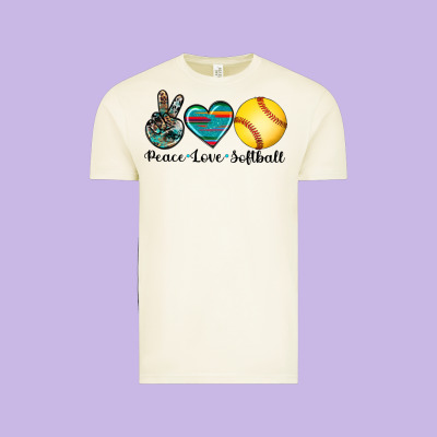 Peace Love Softball Vintage Tee Designed By Artiststas
