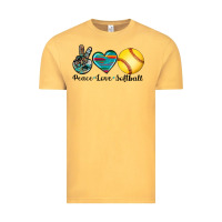 Vintage Mustard peace love softball Vintage Tee - Artiststas