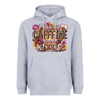 Heather Grey i run on caffeine and kisses Heavyweight Hoodie - Zillion Design Studio