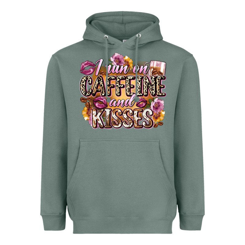 I Run On Caffeine And Kisses Heavyweight Hoodie by Zillion Design Studio | Teevron