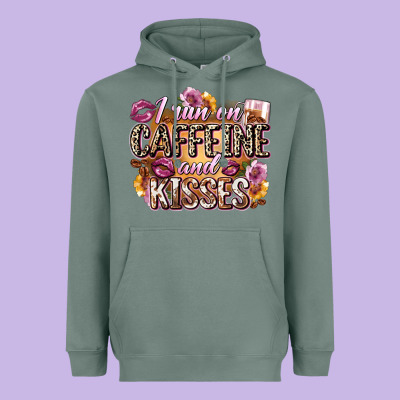 I Run On Caffeine And Kisses Heavyweight Hoodie Designed By Zillion Design Studio