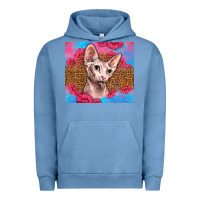 Pigment Pebble Blue Western Sphynx Cat Urban Hoodie - LillyAllenDesigns