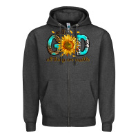 Charcoal Heather with god all things possible Zipper Hoodie - RanaPortraitStore