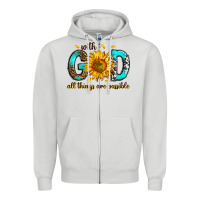 Dove Grey with god all things possible Zipper Hoodie - RanaPortraitStore