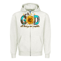 Oatmeal Heather with god all things possible Zipper Hoodie - RanaPortraitStore