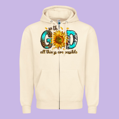 Zipper Hoodie with god all things possible