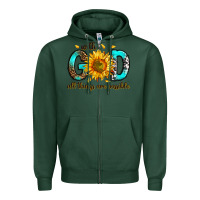 Sports Green with god all things possible Zipper Hoodie - RanaPortraitStore