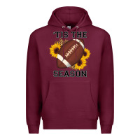Burgundy tis the season football sunflower Premium Hoodie - AdoDesignShop