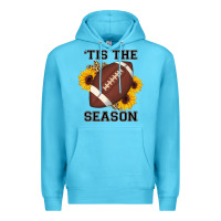 Ocean Blue tis the season football sunflower Premium Hoodie - AdoDesignShop