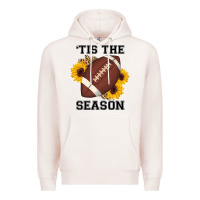 Pale Pink tis the season football sunflower Premium Hoodie - AdoDesignShop
