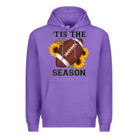 Purple tis the season football sunflower Premium Hoodie - AdoDesignShop
