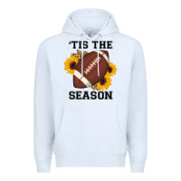 White tis the season football sunflower Premium Hoodie - AdoDesignShop