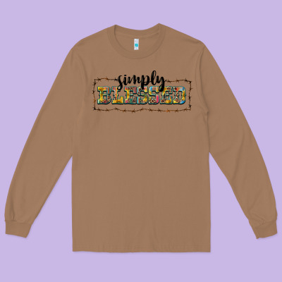Simply Blessed Long Sleeve Tee Designed By Barkaloodesign