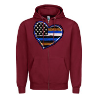 Burgundy police heart Zipper Hoodie - RanaPortraitStore