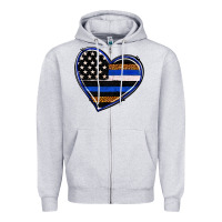 Heather Grey police heart Zipper Hoodie - RanaPortraitStore