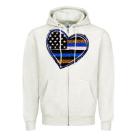 Oatmeal Heather police heart Zipper Hoodie - RanaPortraitStore