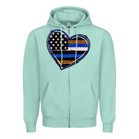 Seafoam police heart Zipper Hoodie - RanaPortraitStore