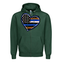 Sports Green police heart Zipper Hoodie - RanaPortraitStore