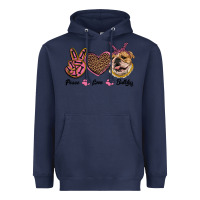 Navy peace love bulldog Heavyweight Hoodie - RanaPortraitStore