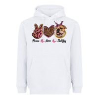 White peace love bulldog Heavyweight Hoodie - RanaPortraitStore