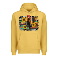 Antique Gold western rooster coop animals sunflowers cowhide serape wooden Premium Hoodie - Artiststas