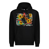 Black western rooster coop animals sunflowers cowhide serape wooden Premium Hoodie - Artiststas