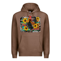 Chestnut western rooster coop animals sunflowers cowhide serape wooden Premium Hoodie - Artiststas