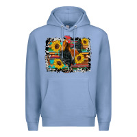 Colony Blue western rooster coop animals sunflowers cowhide serape wooden Premium Hoodie - Artiststas