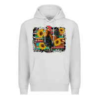 Dove Grey western rooster coop animals sunflowers cowhide serape wooden Premium Hoodie - Artiststas