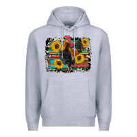 Heather Grey western rooster coop animals sunflowers cowhide serape wooden Premium Hoodie - Artiststas