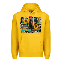 Lemon western rooster coop animals sunflowers cowhide serape wooden Premium Hoodie - Artiststas