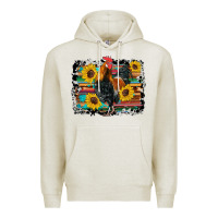 Oatmeal Heather western rooster coop animals sunflowers cowhide serape wooden Premium Hoodie - Artiststas
